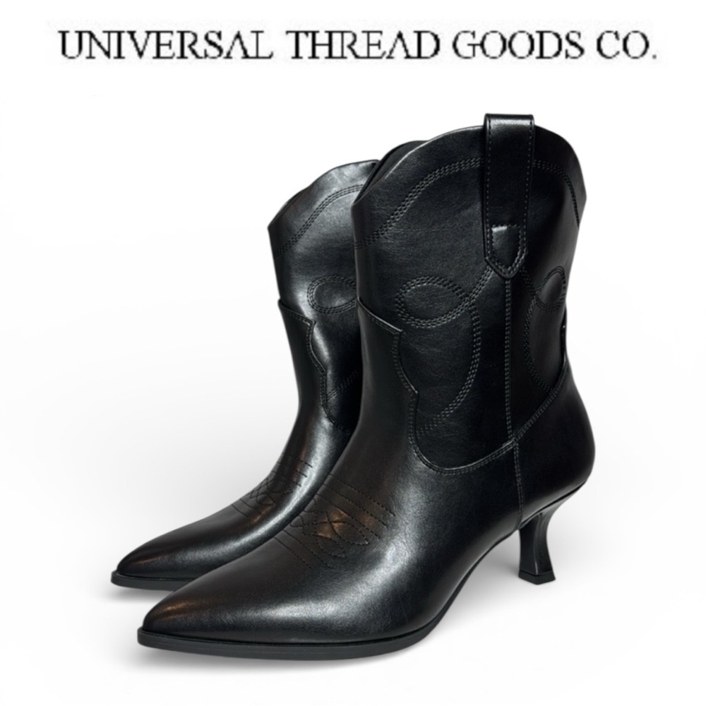 UNIVERSAL THREAD WOMENS BLACK JENSON WESTERN COWBOY ANKLE BOOTS **NWT**